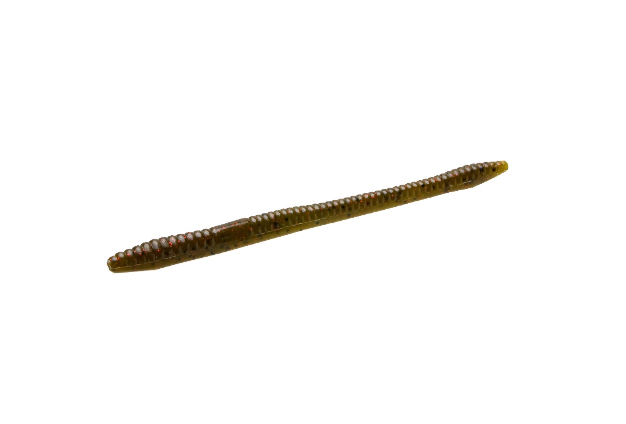 Verme Zoom Finesse Worm 4.5" col. 332 Green Pumpkin Candy Red