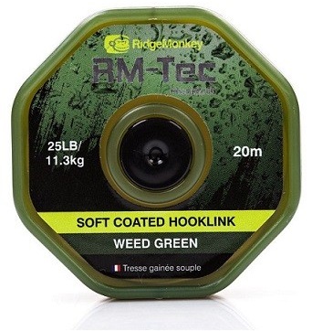 RIDGEMONKEY RM-TEC Soft Coated Hooklink Weed Green 25lb 20mtr