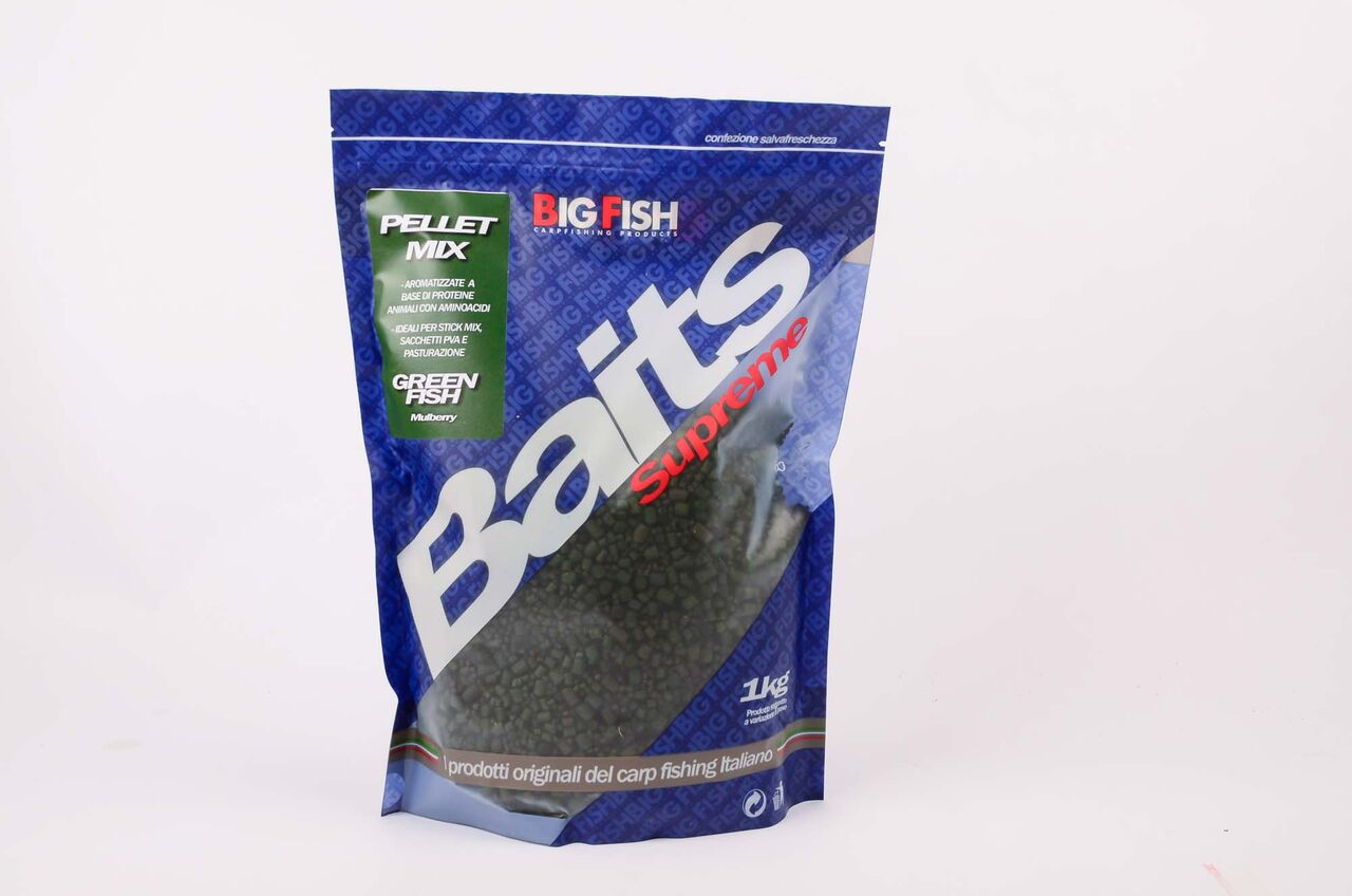 Pellets Big Fish Green Fish original Mulberry 2/4/6mm 1 kg