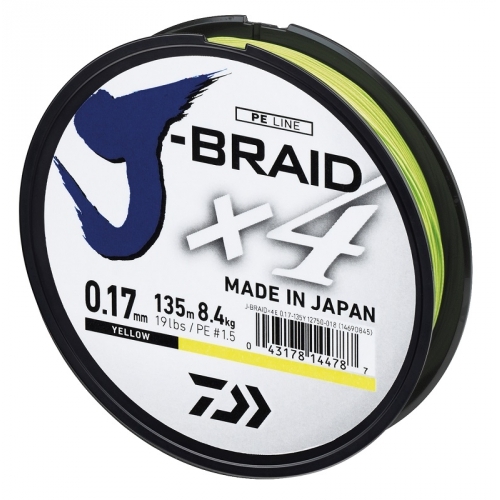 Treccia Daiwa J-Braid X4 270mt Yellow 0,29mm