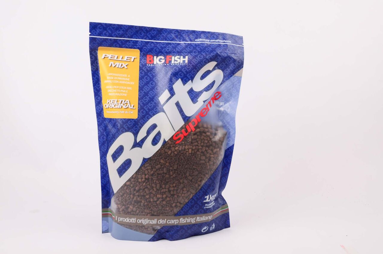 Pellets Big Fish Keltia original Strawberry Hit + Oil 2/4/6mm 1 kg