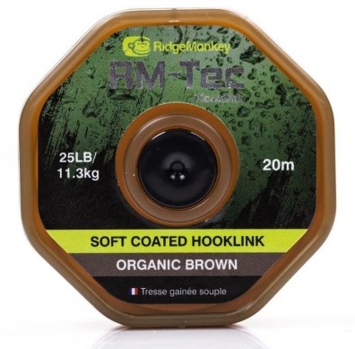 RIDGEMONKEY RM-TEC Soft Coated Hooklink Organic Brown 25lb 20mtr