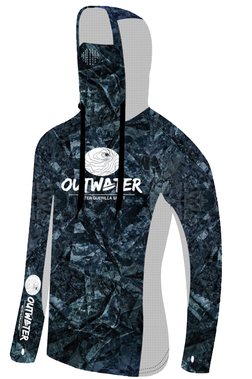 Maglia con Cappuccio Anti-UV Outwater Guerilla col. Dark Blue
