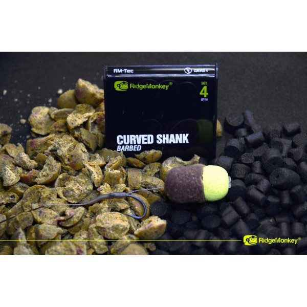 RIDGEMONKEY RM-TEC Curved Shank Hook barbed
