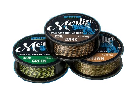 Kryston Merlin Fast Sinking Supple Braid Weed Green,Gravel Brown & Dark Silt