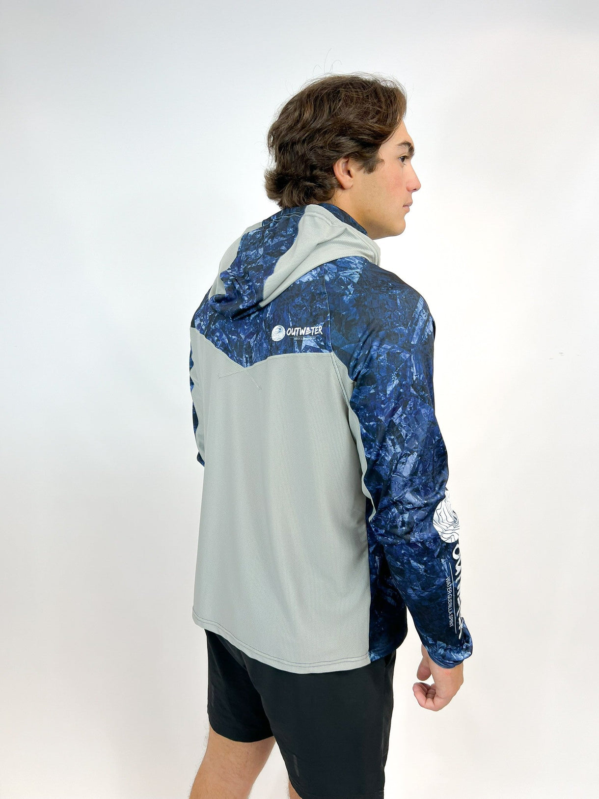 Maglia con Cappuccio Anti-UV Outwater Guerilla col. Dark Blue