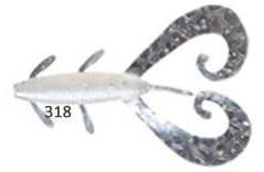 Softbait Reins G Tail Twin 3” col. #318 - Pearl Silver