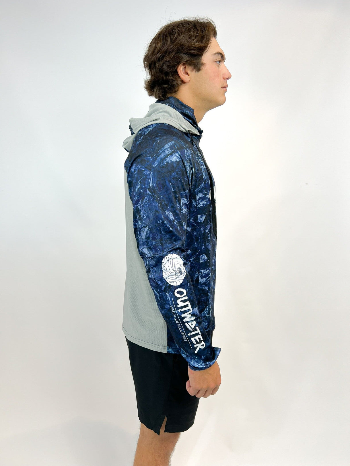 Maglia con Cappuccio Anti-UV Outwater Guerilla col. Dark Blue