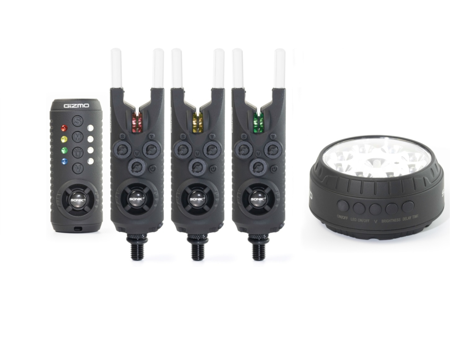 Set Sonik Gizmo 3+1 alarm + bivvy lamp (r + y + g)