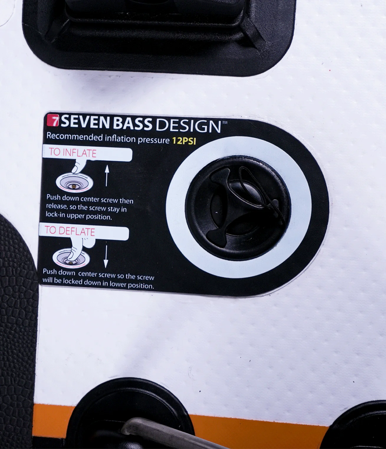 Belly Boat in Dropstitch Seven Bass Flatform col. Orange Black