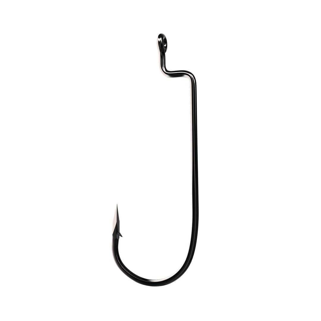 Amo tk100 worm hook hd finish platinum black 1/0