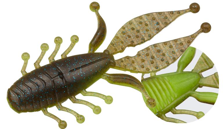 Beaver Bait Evergreen Kicker Bug 3.3" Fat Baby col. #122 GP Blue/CH