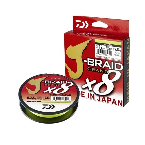Treccia Daiwa J-Braid Grand 135 mt PE 0.13 Col. Y Treccia Daiwa J-Braid Grand 135 mt PE 0.13 Col. Y