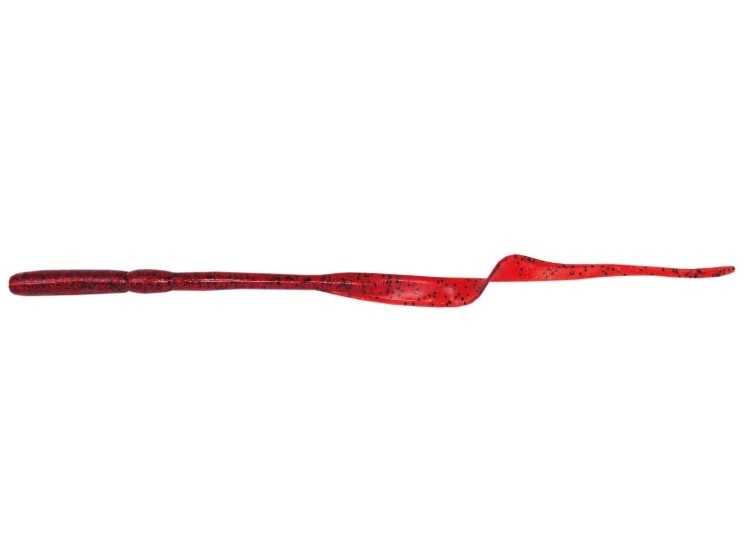 Ribbon Tail Damiki Spear Tail Worm 6.8” Col. 439 Clear Red Bk Silver