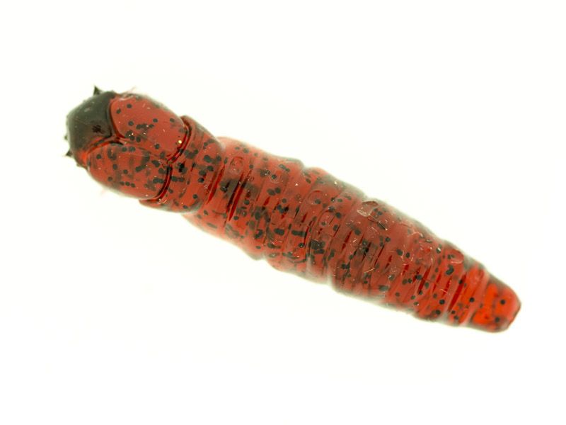 Caimano worm 1,5"  10 pcs col dark red black flake