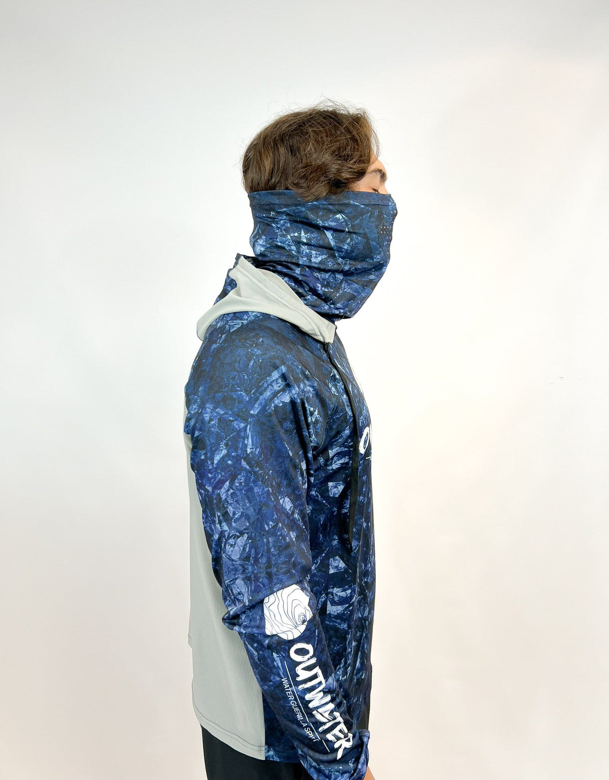 Maglia con Cappuccio Anti-UV Outwater Guerilla col. Dark Blue