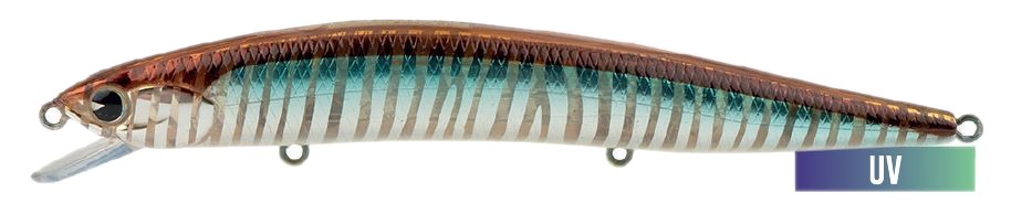 Jerkbait IMA Nabarone 125 F col. NBF-Z3130 Silver Brown Back Zeb UV