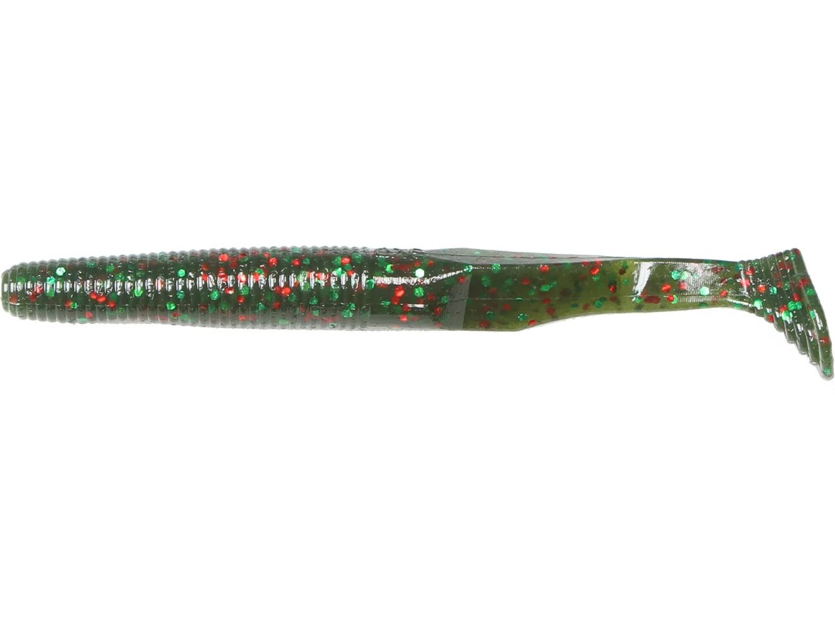 Shad Tail Worm Gary Yamamoto Swimsenko 5" col. 222 Wtrmln red Grn