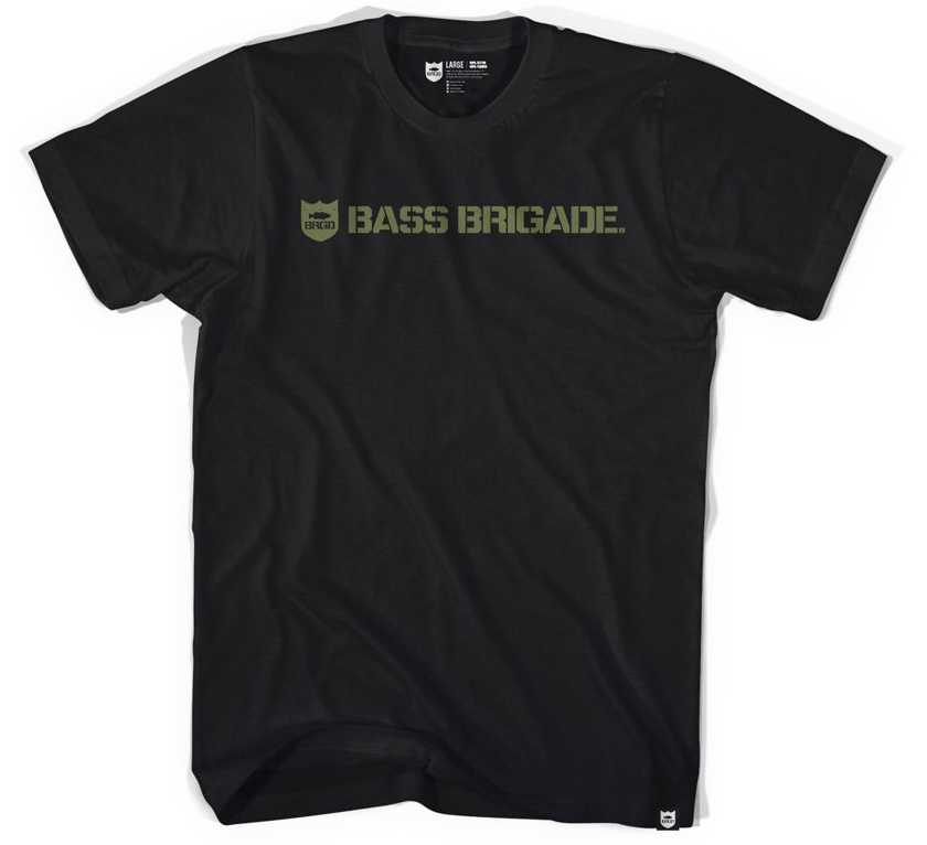 T-Shirt Bass Brigade Shield And Wordmark Tee Col. Black/Olive Size X