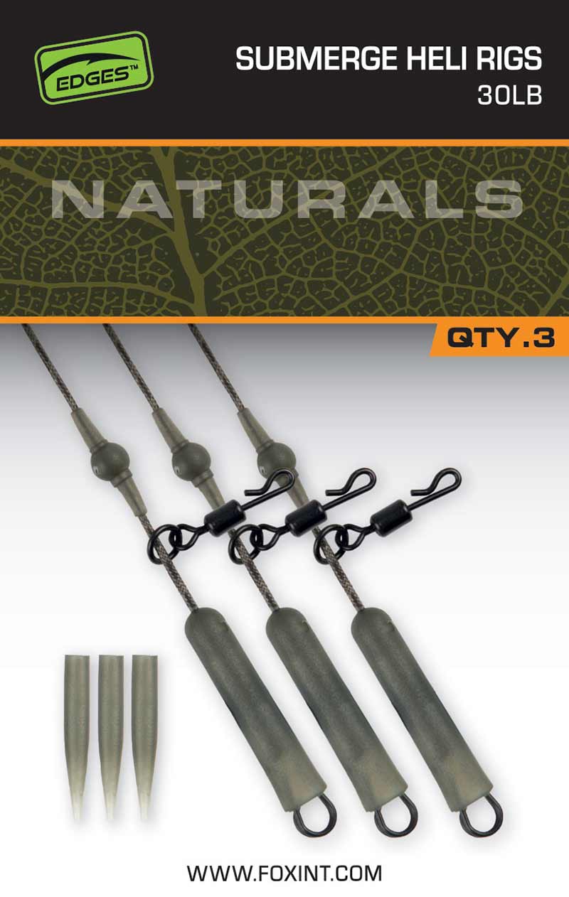 Set 3 Leader Fox Naturals Submerge Heli Rigs 30 lb 3 pz Set 3 Leader Fox Naturals Submerge Heli Rigs 30 lb 3 pz