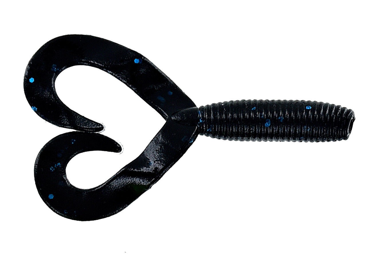 Double Tail Grub 5” col. 021 Black W/Lg Blue Flake