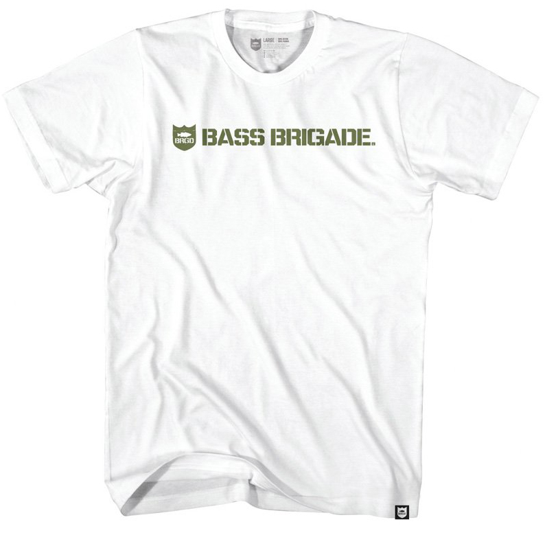 T-Shirt Bass Brigade Shield And Wordmark Tee Col. White/Olive Size L