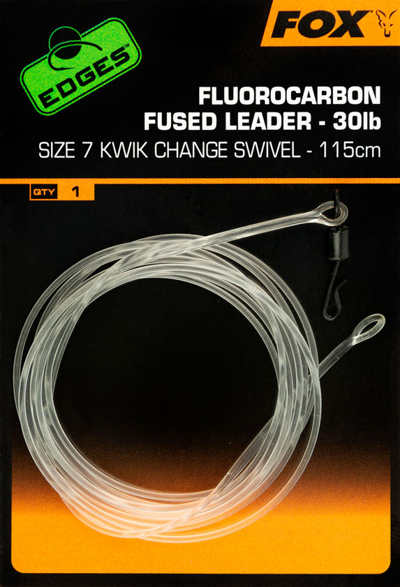 Leader Fox Edges Fluorocarbon Fused Leaders Kwick Change Swivel 30lb