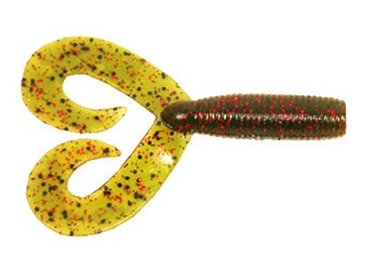 Double Tail Grub 5” col. 208 Watermelon/Blk&Red