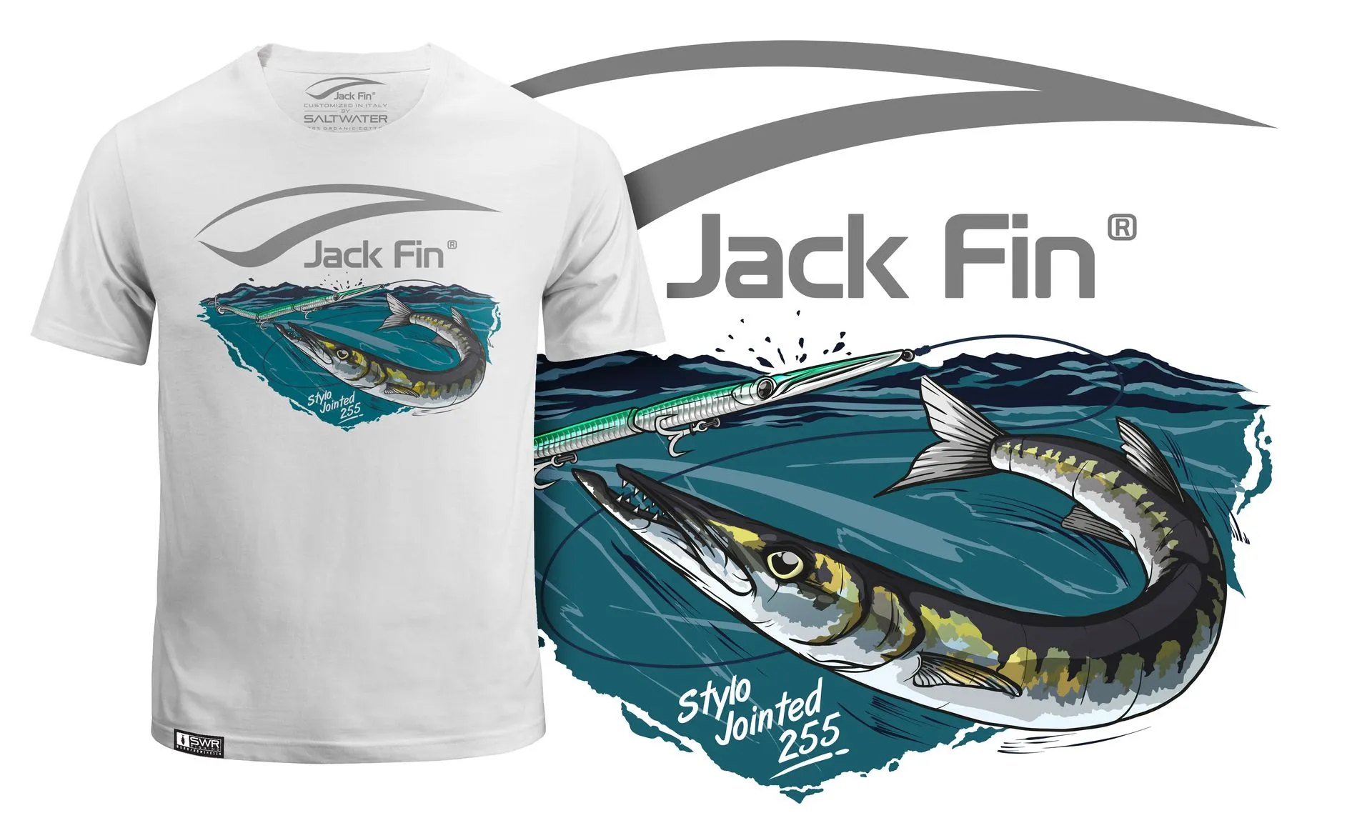 Maglietta Jack Fin Barracuda SJ255 Art T-Shirt size M Maglietta Jack Fin Barracuda SJ255 Art T-Shirt size M