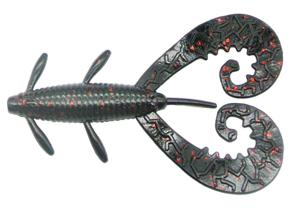 Softbait Reins G Tail Twin 3" col. 017 Black Red Flake