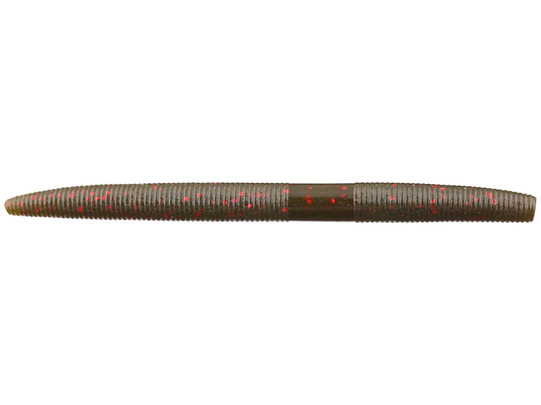 Worm Gary Yamamoto Senko 5” col. 318 Green Pumpkin Large Red Flake